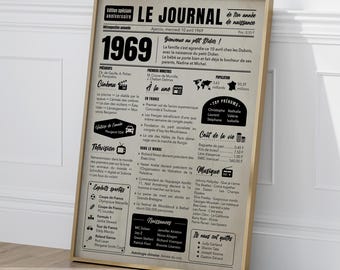 Newspaper birth announcement poster from 1969. 56th birthday gift