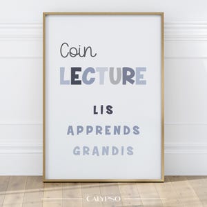 Poster angolo lettura blu – Poster educativo per la cameretta o la sala giochi dei bambini
