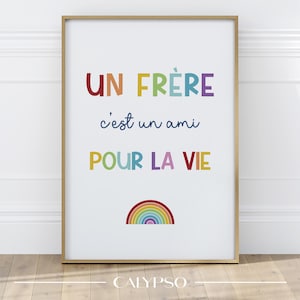 Poster Fratelli e amici per la vita, decorazione da parete per la sala giochi o la camera da letto dei bambini, regalo per fratelli