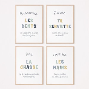 Poster con le regole del bagno per bambini – Set di 4 poster divertenti ed educativi