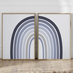 Poster arcobaleno blu – Set di 2 poster moderni per la cameretta dei bambini