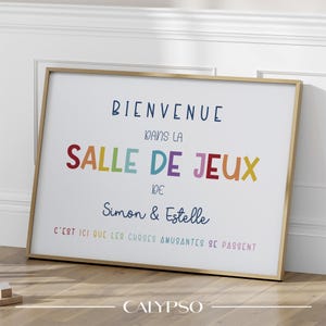 Póster personalizado y colorido para la sala de juegos de los niños, decoración de pared con el nombre de los niños.