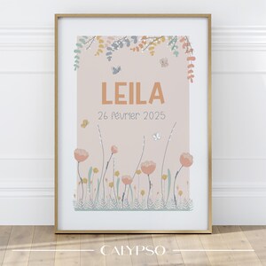 Poster di fiori multicolori per bambini - Decorazione murale personalizzata di fiori di campo morbidi e colorati
