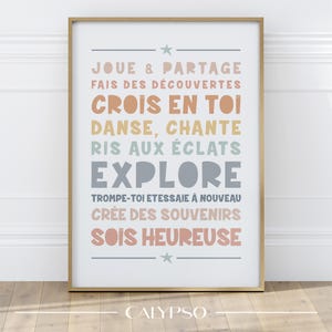 Póster con frases de confianza en uno mismo para niños, arte mural en francés, póster positivo y gratificante