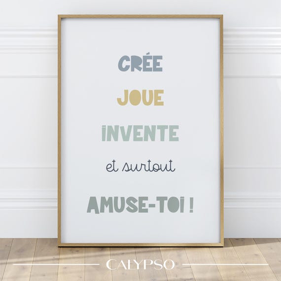 Affiche citations pour salle de jeux, poster phrases positives pour enfants