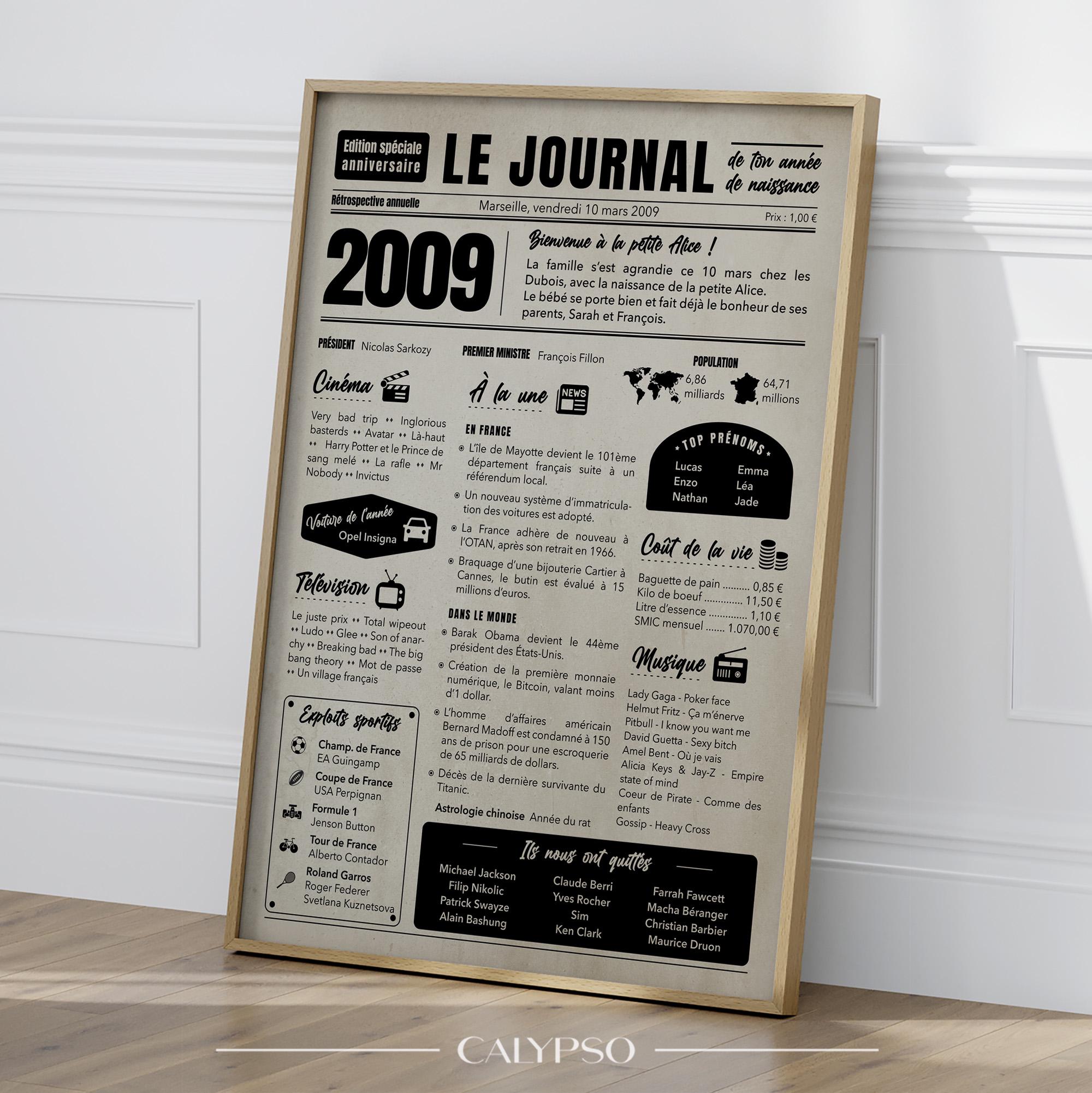 2009 Birth Journal Poster – 16th Birthday Gift Idea - Etsy