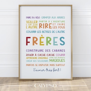 Poster con citazione dei fratelli, decorazione murale per la sala giochi o la cameretta dei bambini, poster colorato da offrire ai fratelli complici