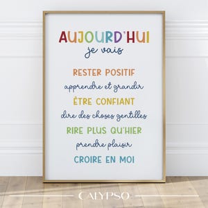 Poster di mantra positivi per bambini in francese, poster decorativo per sala giochi o ufficio di terapia
