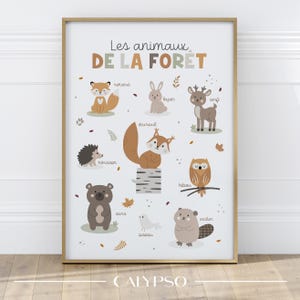 Poster di animali della foresta per bambini, decorazione di animali per i più piccoli