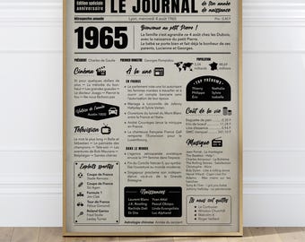 Newspaper birth announcement poster from 1965. 60th birthday gift