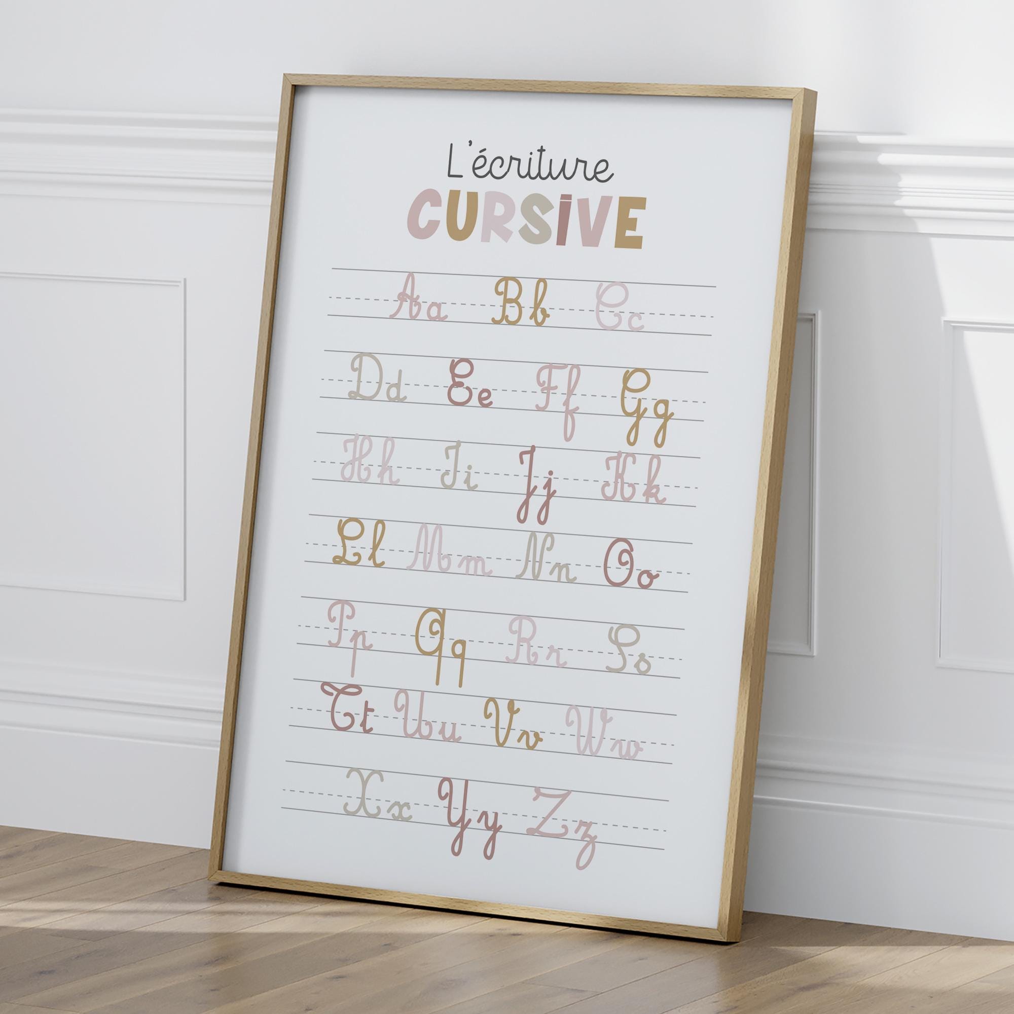 Pink Cursive Q Pink Cursive & Script Alphabet Poster – Educational Print for Girl's ...