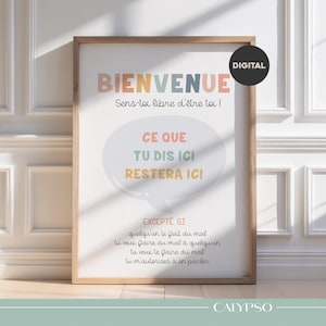 Affiche digitale bienvenue pour enfant, bases de confidentialité thérapeutique