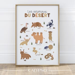 Póster de animales del desierto para niños, decoración de animales para los más pequeños.