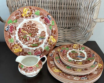 Brown Transferware Enoch Wood 1917-1930 England
