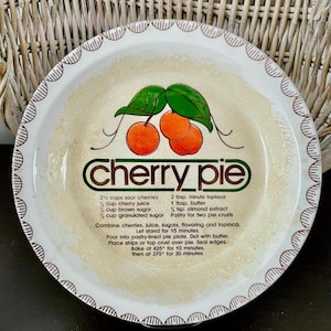 Vintage Ceramic Pie Plate with Printed Recipe