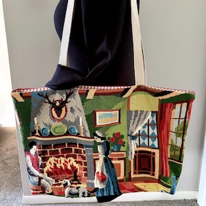 Vintage Needlepoint Large Tote afbeelding 1