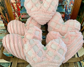 Heart Pillow 8” Vintage Chenille