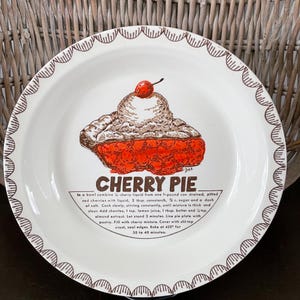 Vintage Ceramic Pie Plate with Printed Recipe