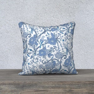 Chinoiserie 18 in x 18 in Pillow White & Blue