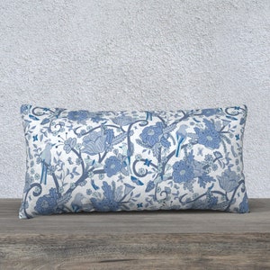 Chinoiserie Pillow 24 x 12 White & Blue