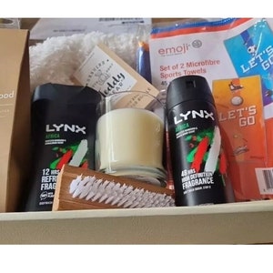 Father's day hamper basket mens sports towel toiletries  candle Diffuser White towel