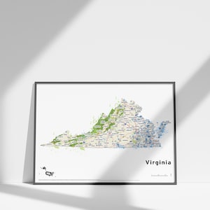 Mapa de Virginia personalizado / Pin y mensaje personalizados / Decoración de pared para inauguración de la casa y regalo de arte mural