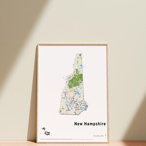 Personalized New Hampshire Map | Custom Pin & Message | Housewarming Wall Decor and Wall Art Gift