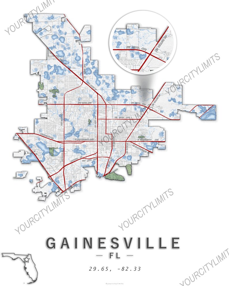 Gainesville Florida Map Custom - Il 794xN.4436541902 M6gu