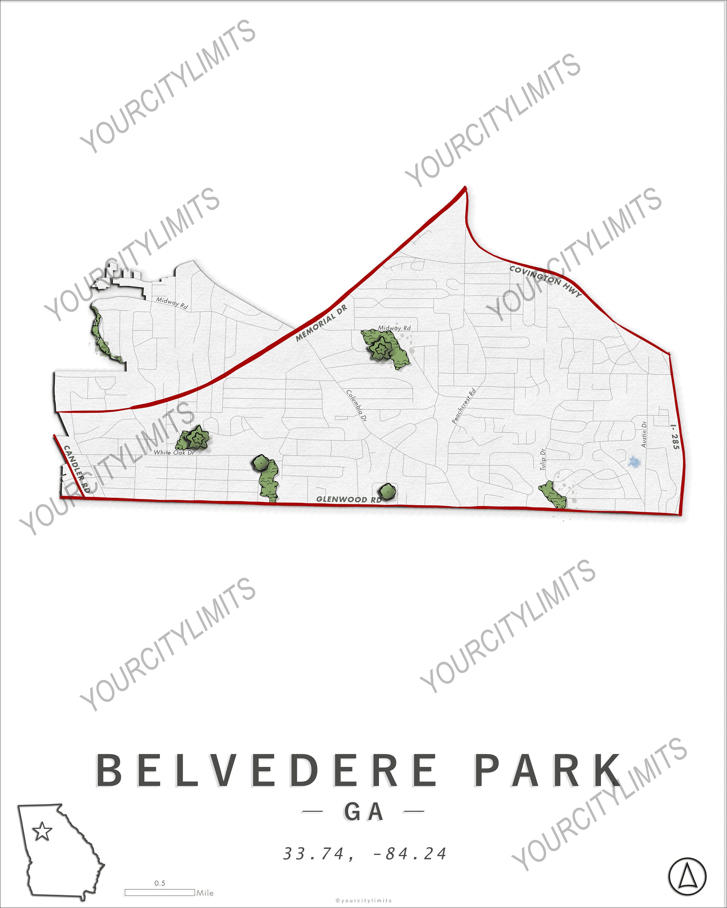 Belvedere Park Map Custom Map Personalized Map Gift Etsy Portugal