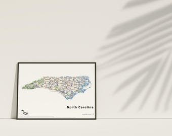 Personlig karta över North Carolina | Anpassad nål och meddelande | Väggdekoration och väggkonstpresent för inflyttningsändamål