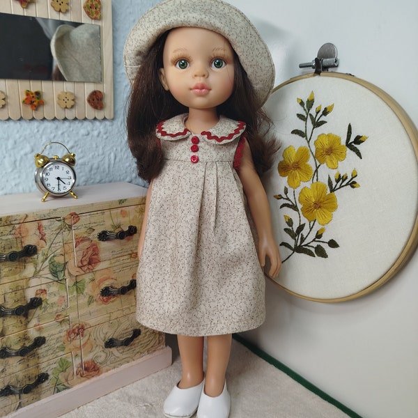 Vestido y sombrero verano muñeca amigas de Paola Reina 32 cm o 13 pulgadas y para muñecas como Leslie,Effer Little Darling......