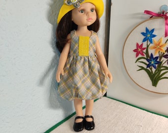 Doll dress and hat for Paola Reina doll, Little Darling, Minouche. 13" inch dolls