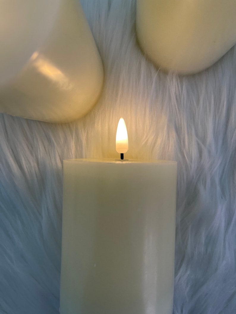 Set of 3 White LED Pillar Candles Flameless Candles White Etsy