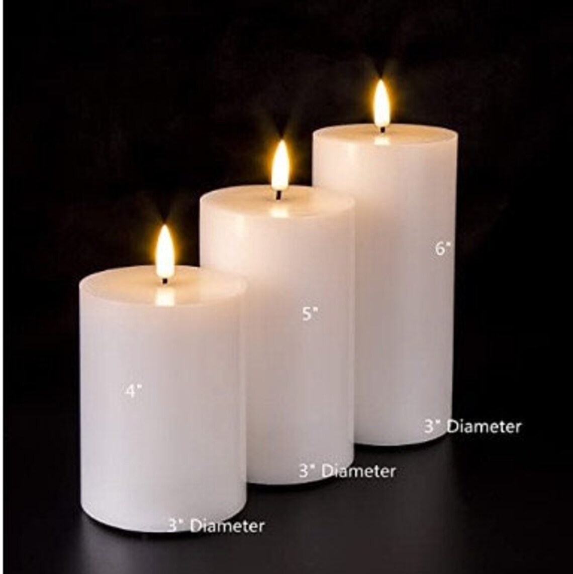 Set of 3 White LED Pillar Candles Flameless Candles White Etsy