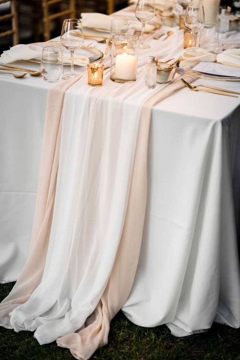 Ivory Chiffon Table Runner 29x120 White Gauze Etsy Canada
