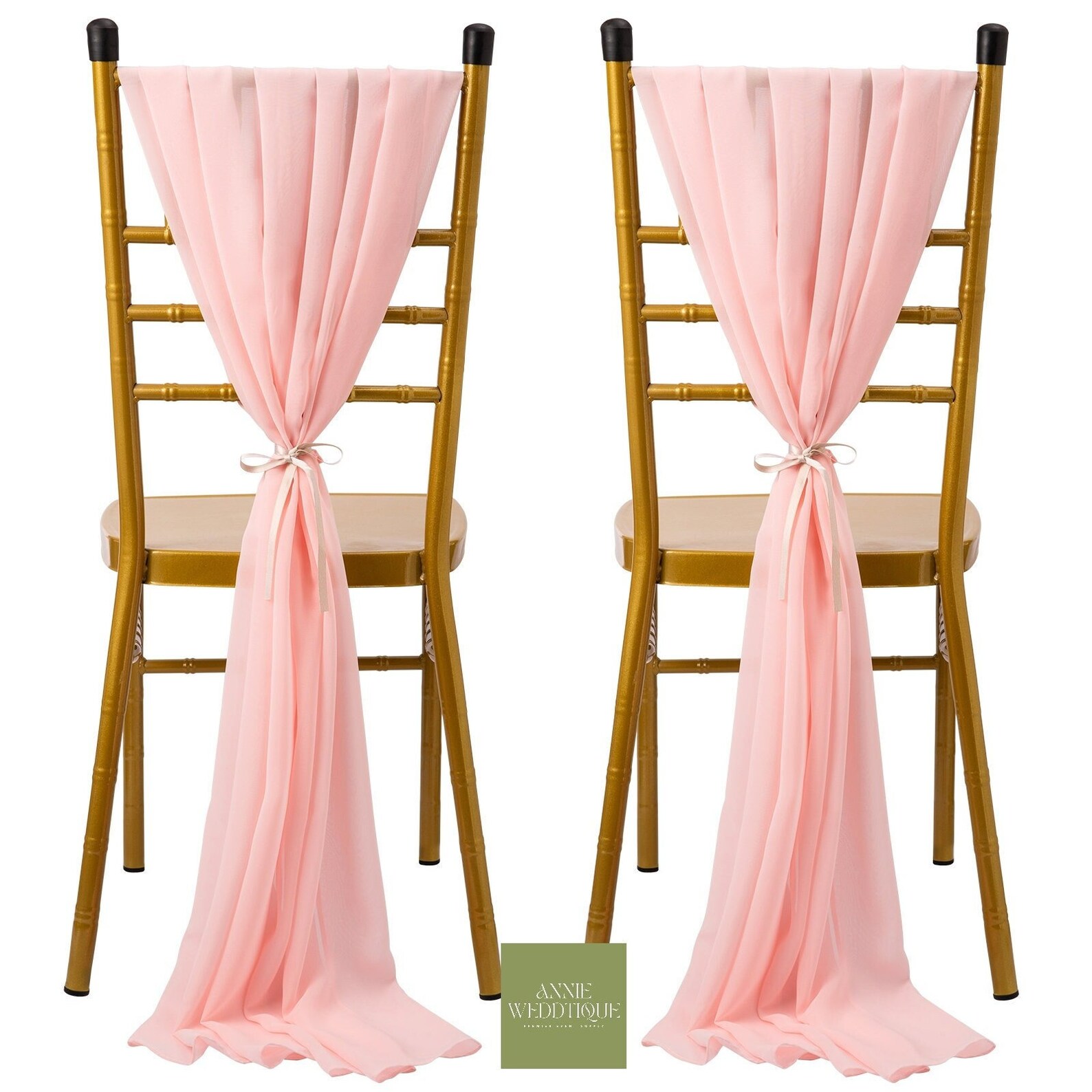 Set of 2 Blush Pink Chair Sash Pink Chiffon Chiavari Chair Etsy Canada