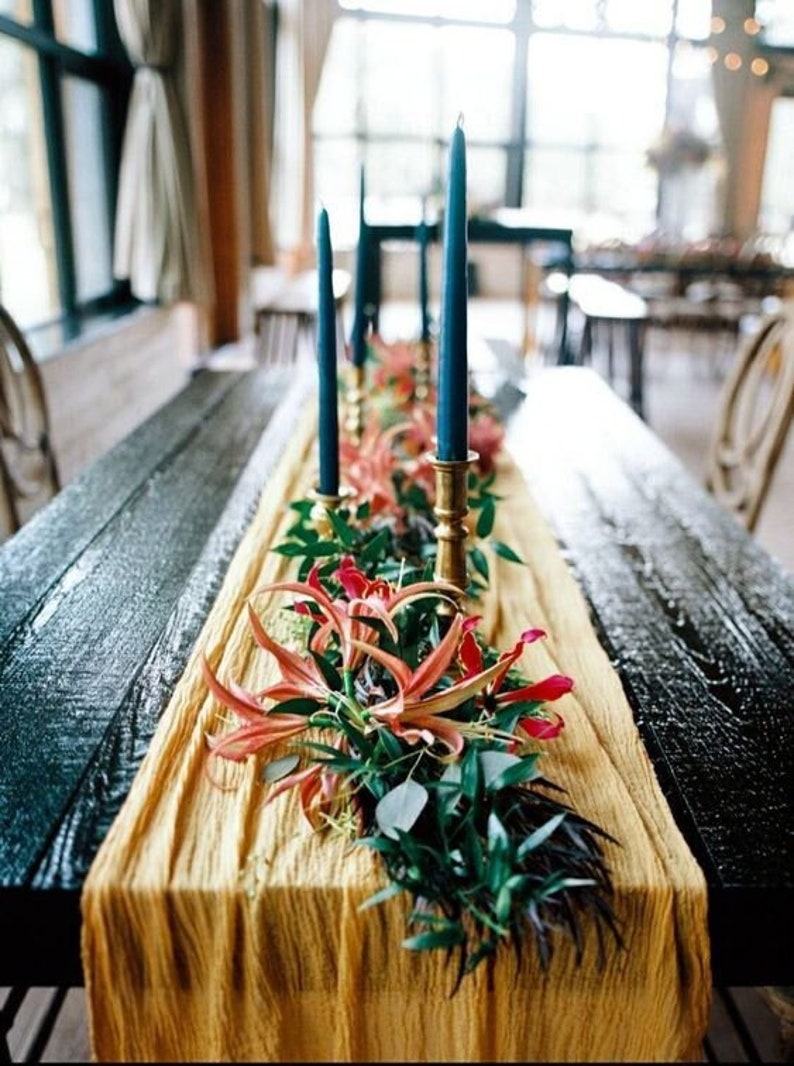 Mustard Yellow Cheesecloth Table Runner 28x118 Etsy