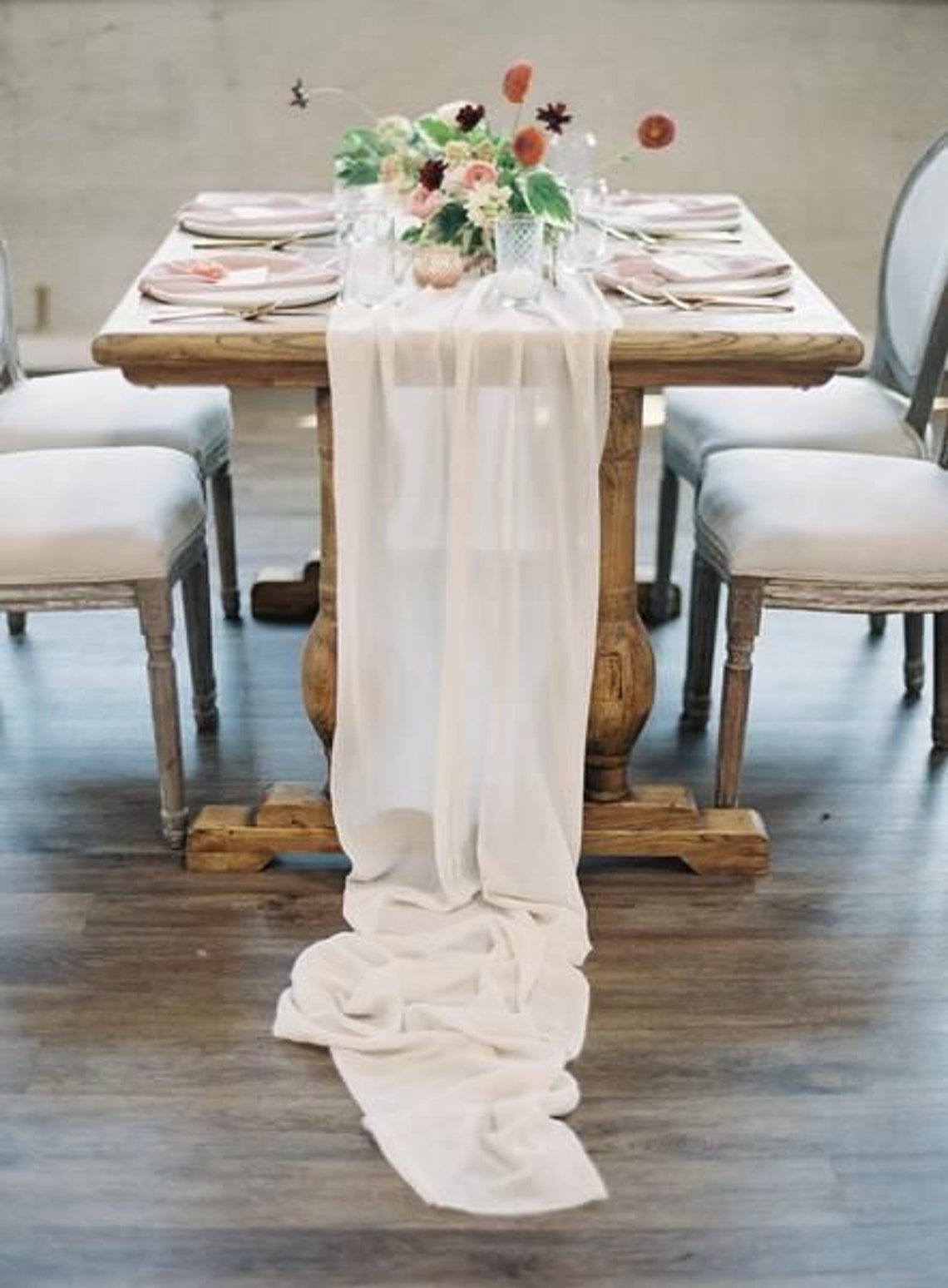 White Chiffon Table Runner Gauze Table Runner Wedding Table Etsy