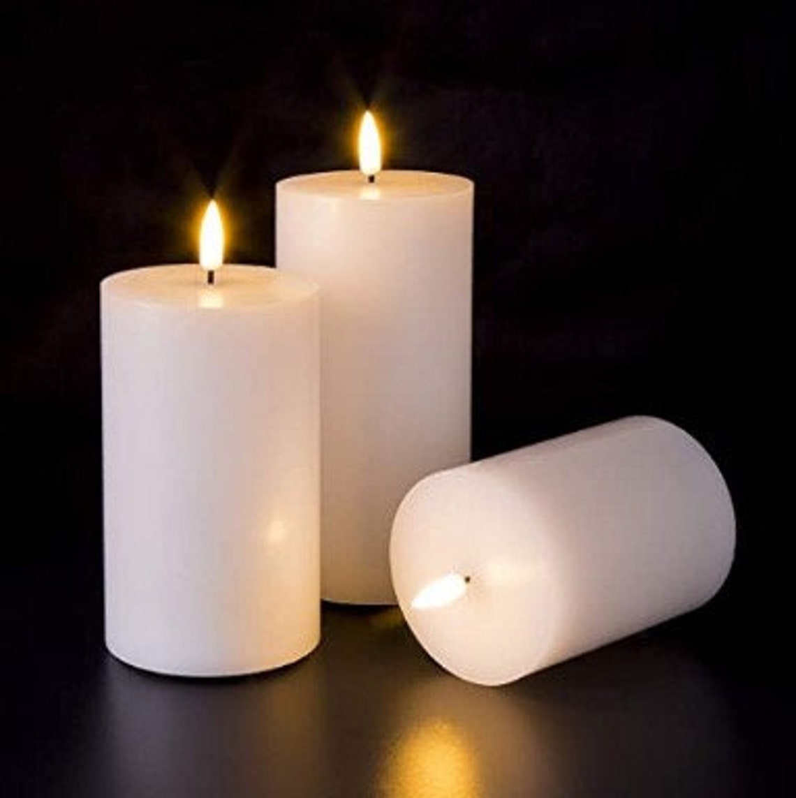 Set of 3 White LED Pillar Candles Flameless Candles White Etsy