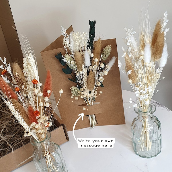 Mini Dried Flower Bouquet | Mini Dried Flowers in Vase | Bridesmaid Proposal Gift Set | Wedding Cake flowers | Dried Flower Arrangements