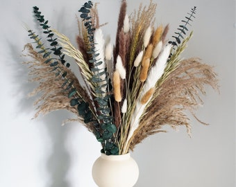 Dried Flowers Bouquet 60cm | Dried Pampas Grass Decor | Dried Eucalyptus Preserved Flowers | Pampas Bouquet Letterbox Gift