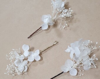 Gypsophila Hair Pins | White Dried Flower Bobby Pins | Bridal Hair Pins | Hydrangea & Babys Breath Hair Pins | Boho Wedding Hair Accessories