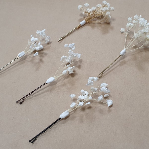 Schleierkraut Haarnadeln | Creme, Elfenbein oder Weiß Schleierkraut Haarnadeln | Getrocknete Blumen Bobby Pins | Braut Haarnadeln | Boho Hochzeit Haarteil