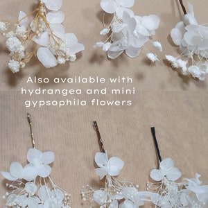 Gypsophila Hair Pins Cream, Ivory or White Babys Breath Hair Pins Dried Flower Bobby Pins Bridal Hair Pins Boho Wedding Hair Piece image 10