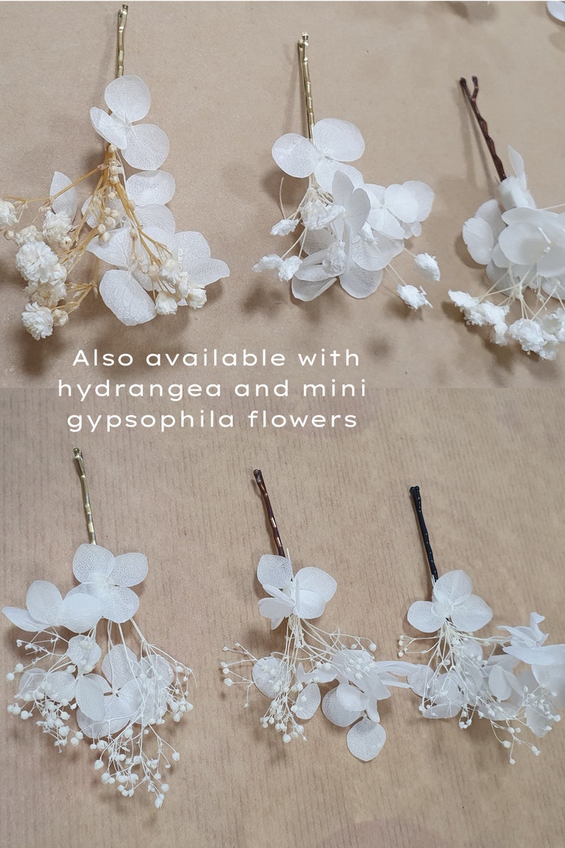 Gypsophila Hair Pins Cream, Ivory or White Babys Breath Hair Pins Dried Flower Bobby Pins Bridal Hair Pins Boho Wedding Hair Piece image 10