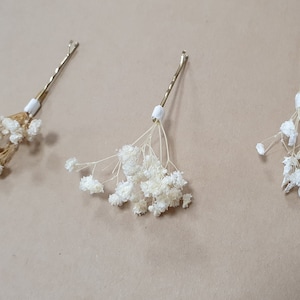Gypsophila Hair Pins Cream, Ivory or White Babys Breath Hair Pins Dried Flower Bobby Pins Bridal Hair Pins Boho Wedding Hair Piece image 9