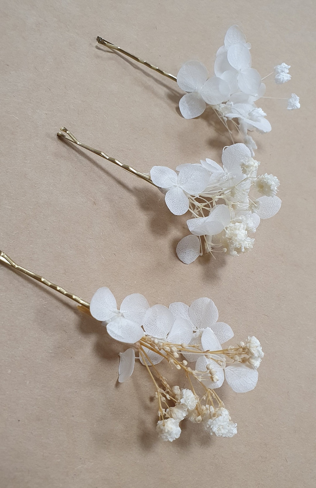 Gypsophila Hair Pins White Dried Flower Bobby Pins Bridal Etsy UK
