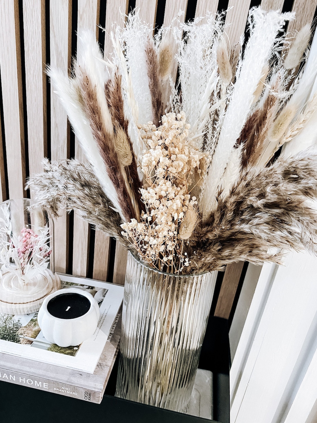 Natural Pampas Bouquet 60cm Pampas Grass Dried Flower Bouquet With Dried Gypsophila Dried Pampas
