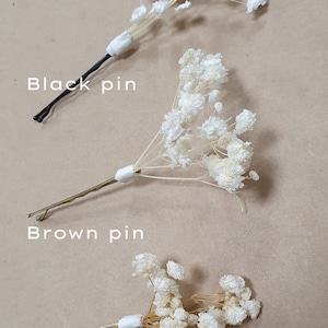 Gypsophila Hair Pins Cream, Ivory or White Babys Breath Hair Pins Dried Flower Bobby Pins Bridal Hair Pins Boho Wedding Hair Piece zdjęcie 2