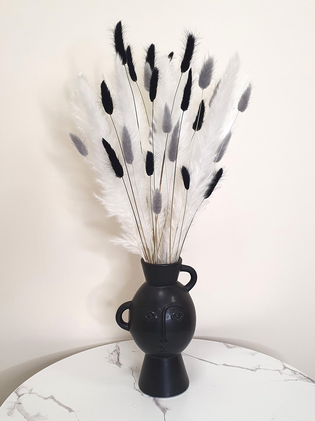 Bunny Tails Pampas Grass Decor White, Black & Grey Dried Flower Bouquet